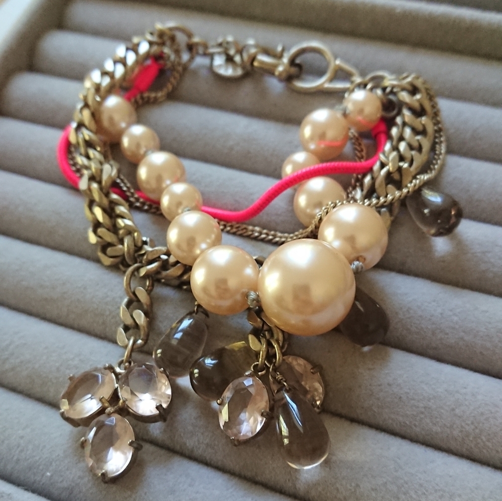 J. Crew chunky and fun Gold tone Beaded Bracelet